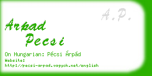 arpad pecsi business card