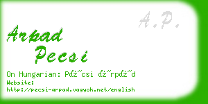 arpad pecsi business card